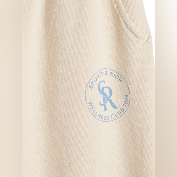 🆕 SPORTY & RICH | S & R SWEATPANTS | CREAM & BLUE | SIZE: LARGE (UNISEX) - Picture 4 of 7